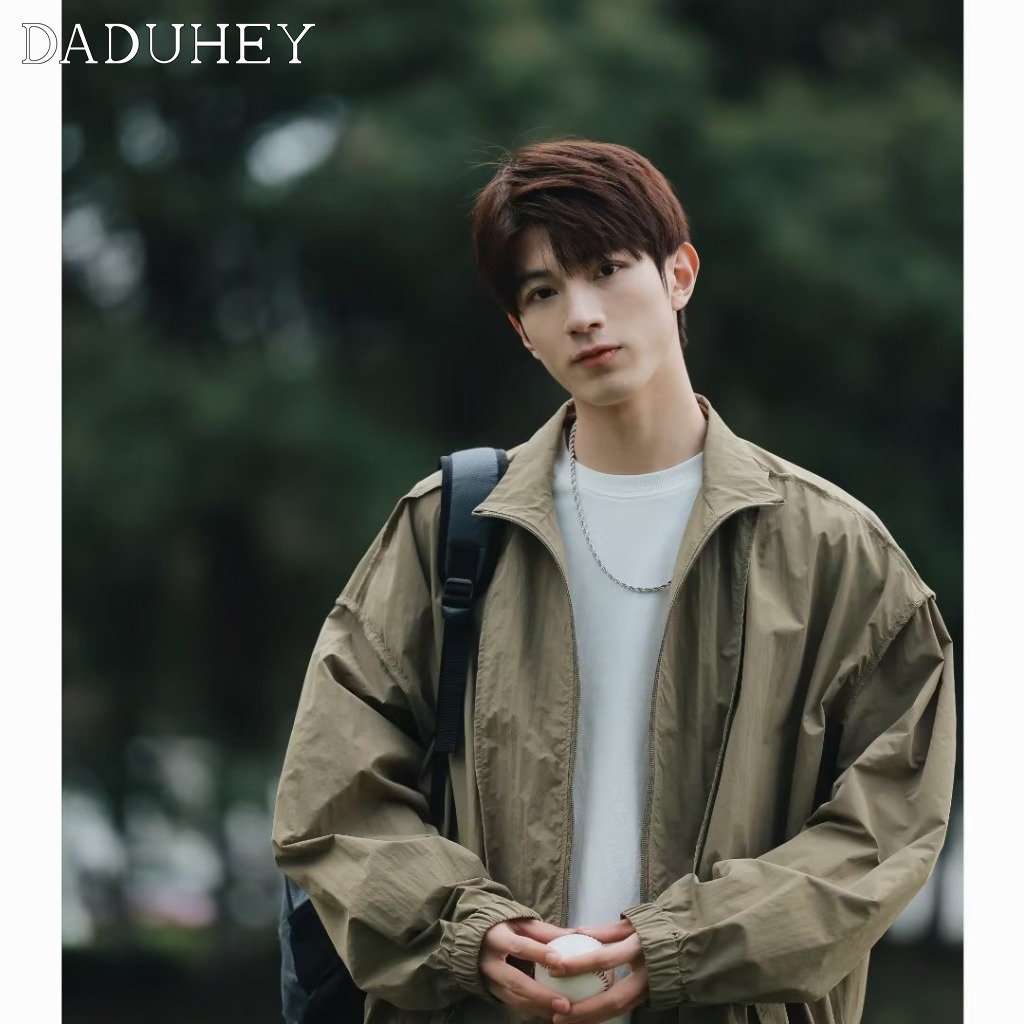 DaDuHey Men's 2023 New Korean Style Trendy High Street Handsome Coat Ins Trendy Loose Jacket Sun Protection Closing