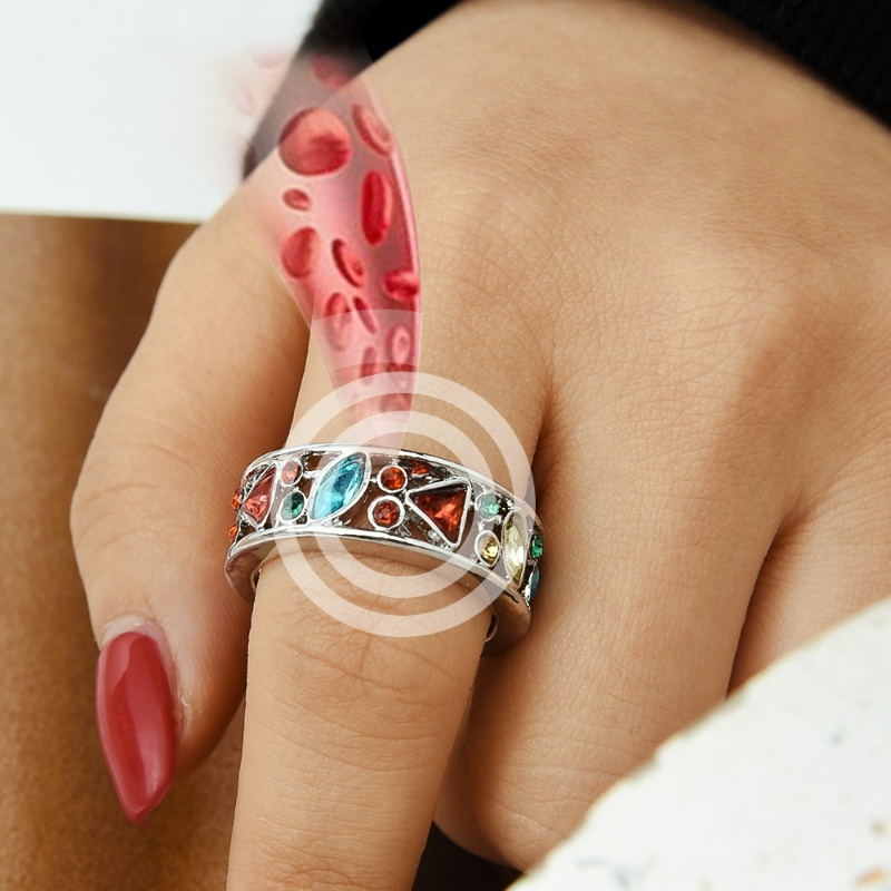 Nhẫn Đính Đá Zircon Nhiều Màu Thời Trang Đơn Giản Hỗ Trợ Giảm Cân Cho Nữ