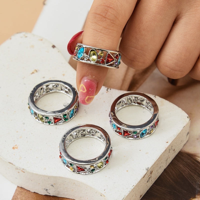 Nhẫn Đính Đá Zircon Nhiều Màu Thời Trang Đơn Giản Hỗ Trợ Giảm Cân Cho Nữ