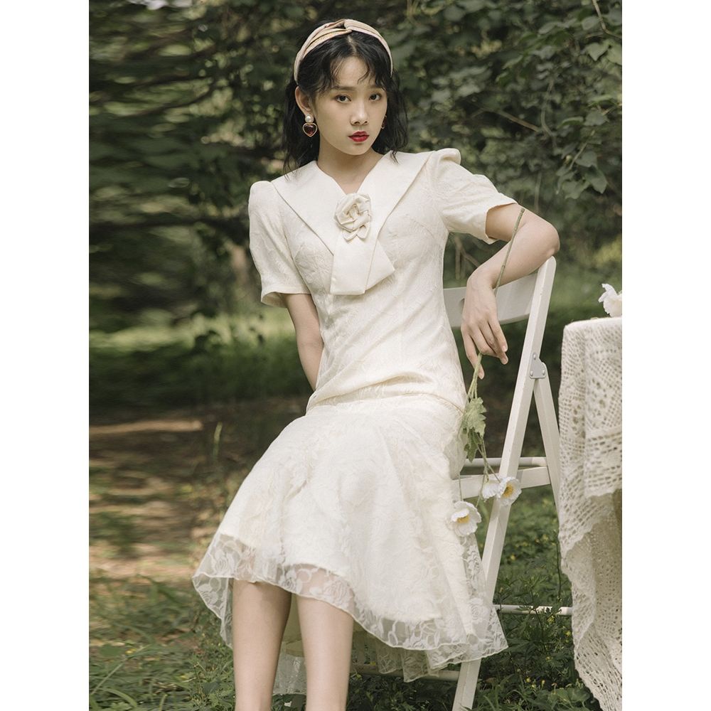 Niche Đầm Nàng Tiên Cá Mùa Hè Nhẹ Nhàng Giảm Xóc Phong Cách Pháp Cổ Điển Thanh Lịch Cho Nữ