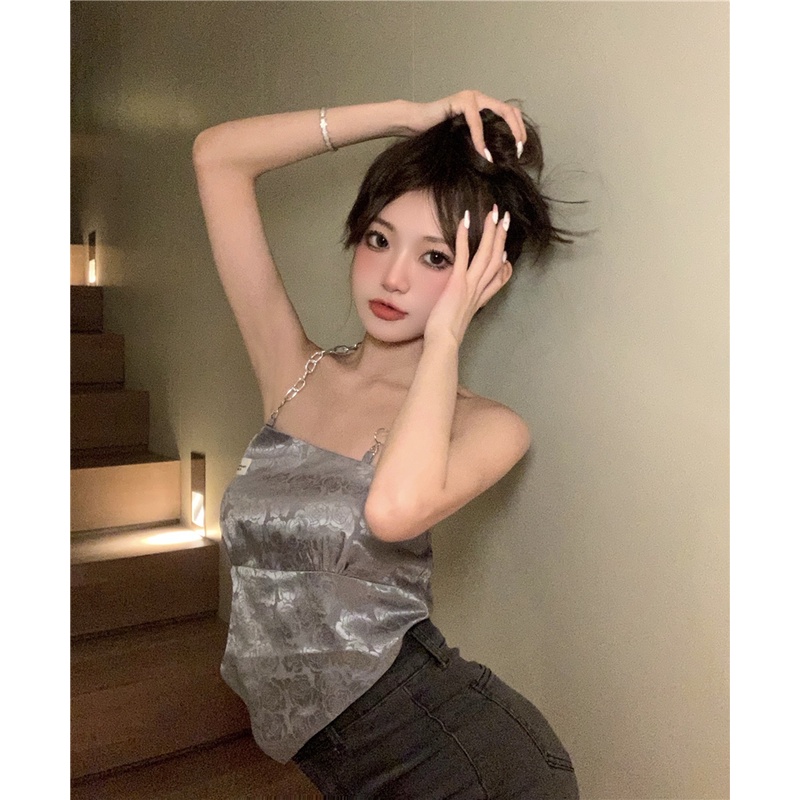 Áo Hai Dây Cổ Yếm Chất Liệu Satin Thời Trang Quyến Rũ Cho Nữ