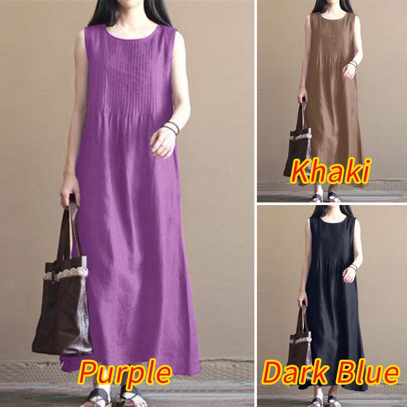 Đầm nữ ZANZEA cộc tay cổ tròn thời trang Hàn