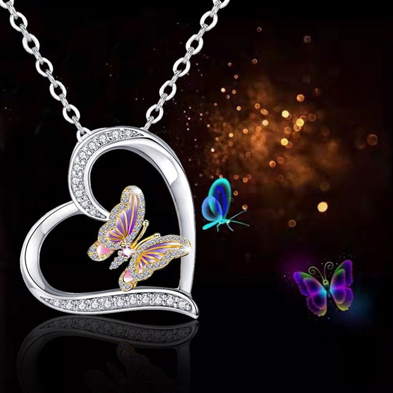 Vòng cổ Mặt Hình Trái Tim / Bướm Đính Đá Đơn Giản Thời Trang Cho Nữ