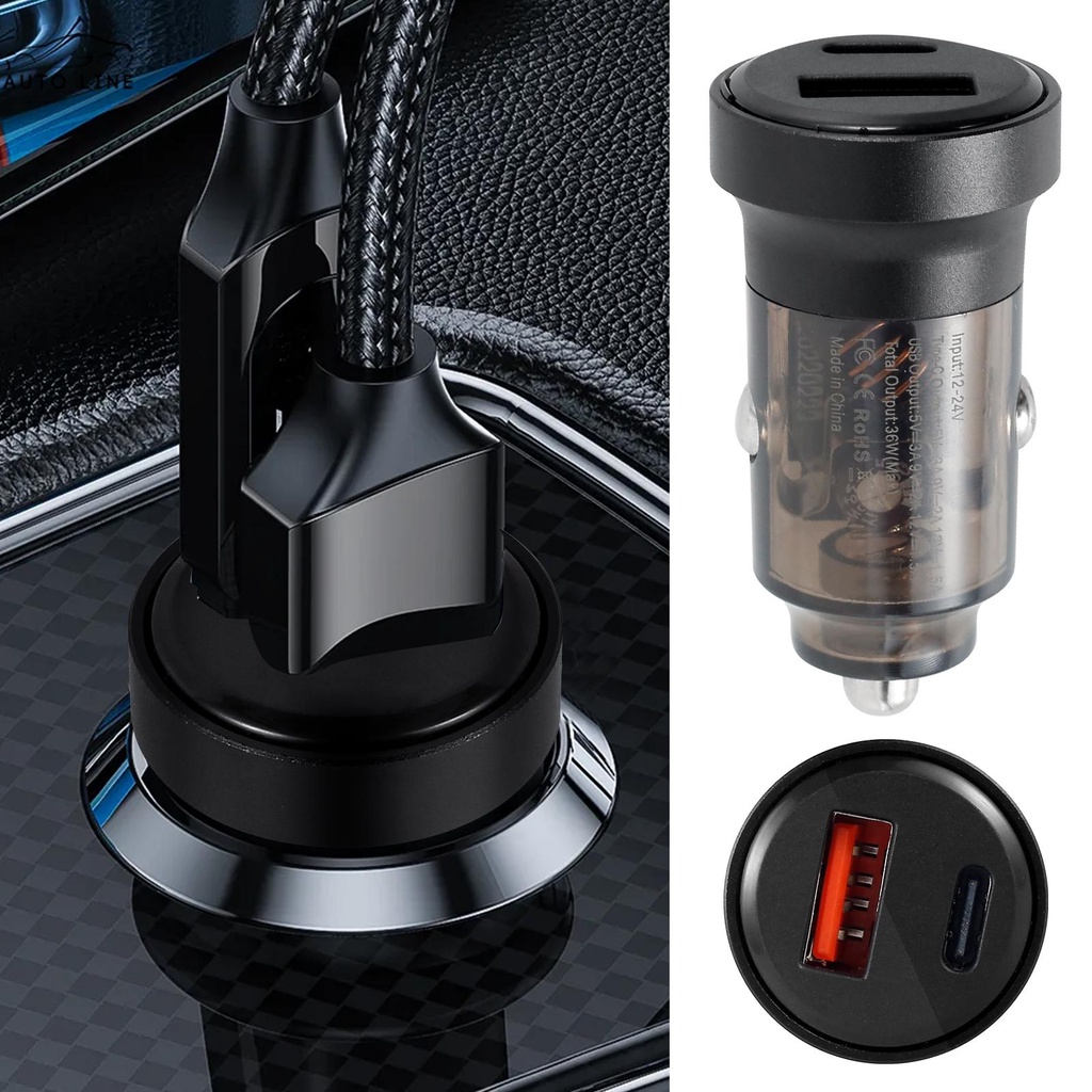 Tẩu Sạc Nhanh 12-24V 30W Cổng Kép SHOPCYC4715 Cho Xe Hơi