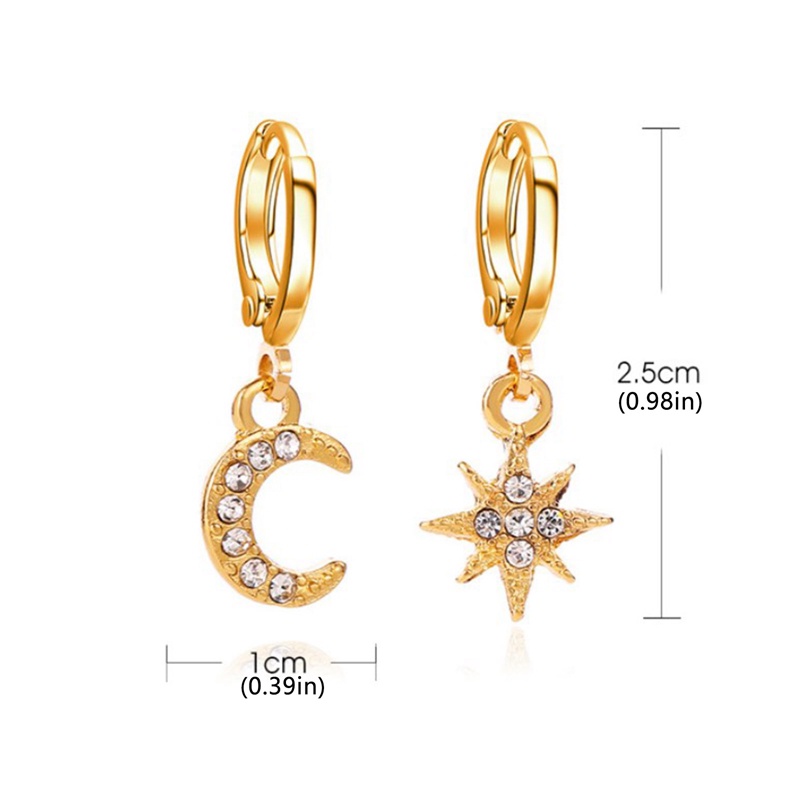 Khuyên Tai Hình Học / Ngôi Sao / Mặt Trăng Kiểu Dáng Thời Trang Cho Nữ