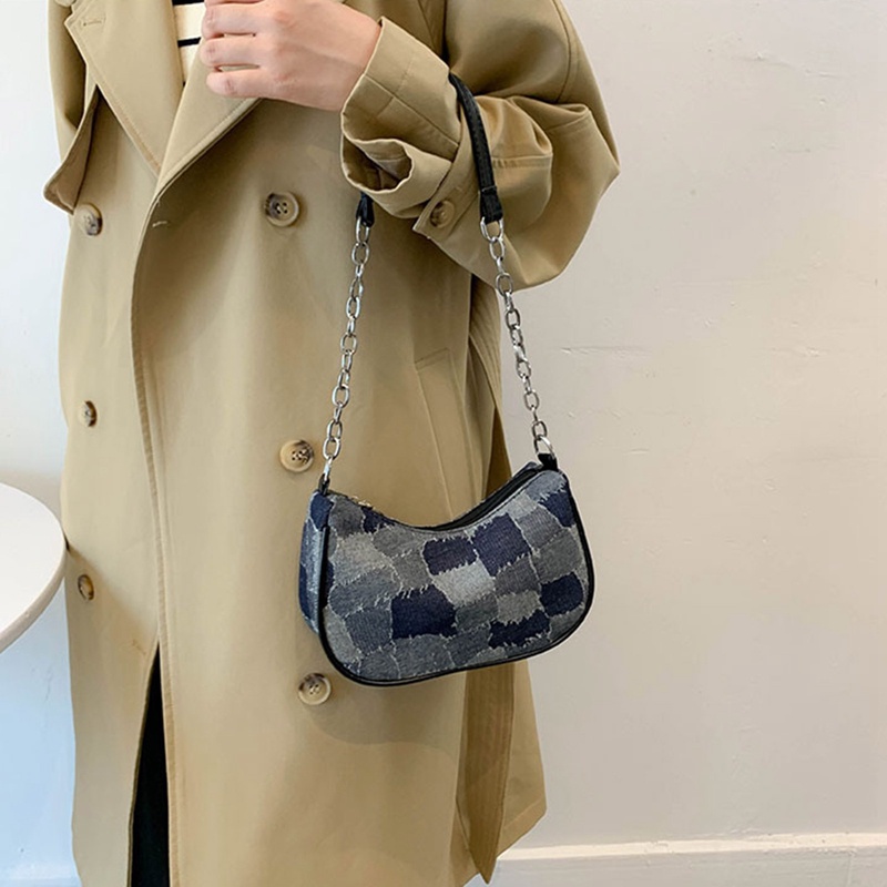 Túi Xách Denim In Họa Tiết Phong Cách Cổ Điển Thanh Lịch Dành Cho Nữ