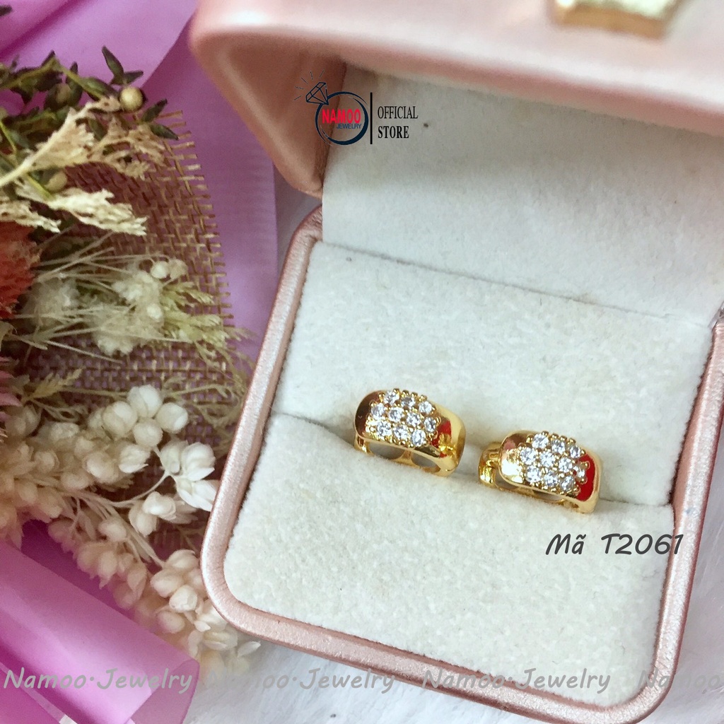 Bông Tai Nữ Đính Đá T2061 Khóa Tròn sát tai