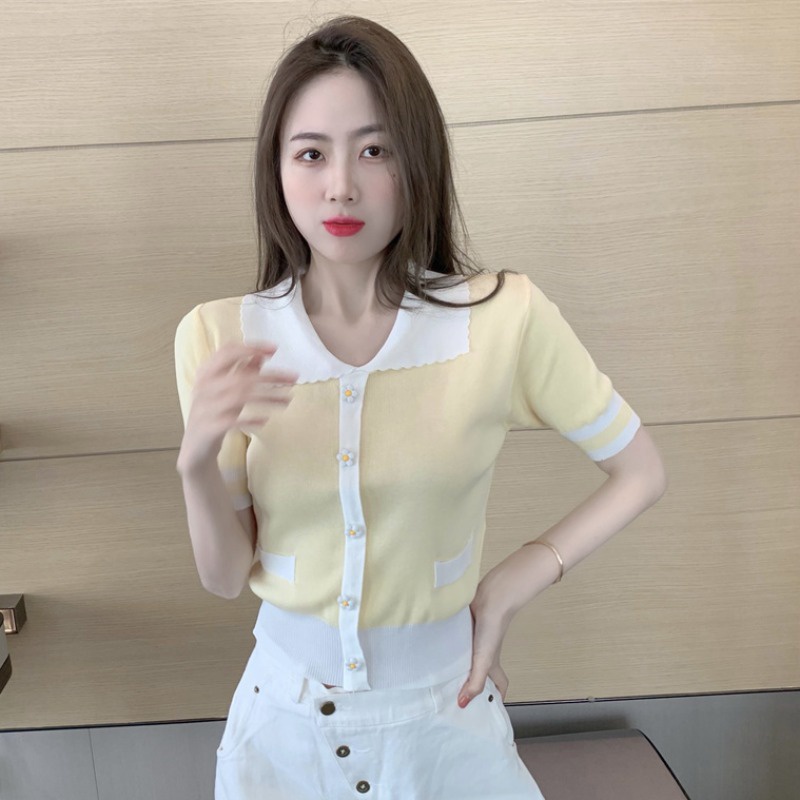 Áo polo Tay Ngắn Dáng Rộng In Họa Tiết Độc Đáo Phong Cách Hàn Quốc Thời Trang Cho Nữ