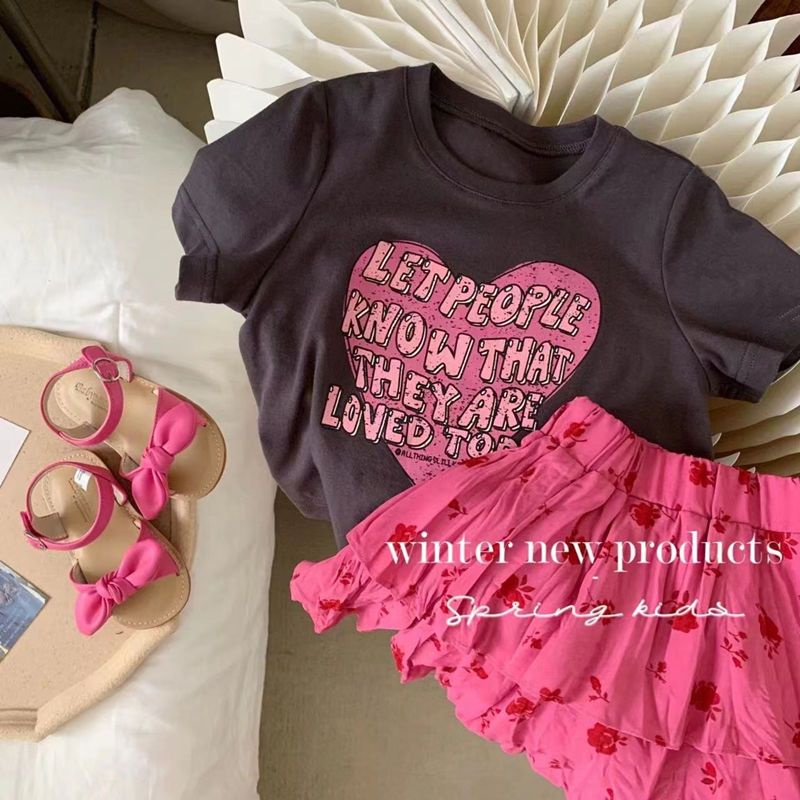 Hàng Mới Về Set Áo Thun Ngắn Tay + Chân Váy Phong Cách Phương Tây Thời Trang Cho Bé Gái