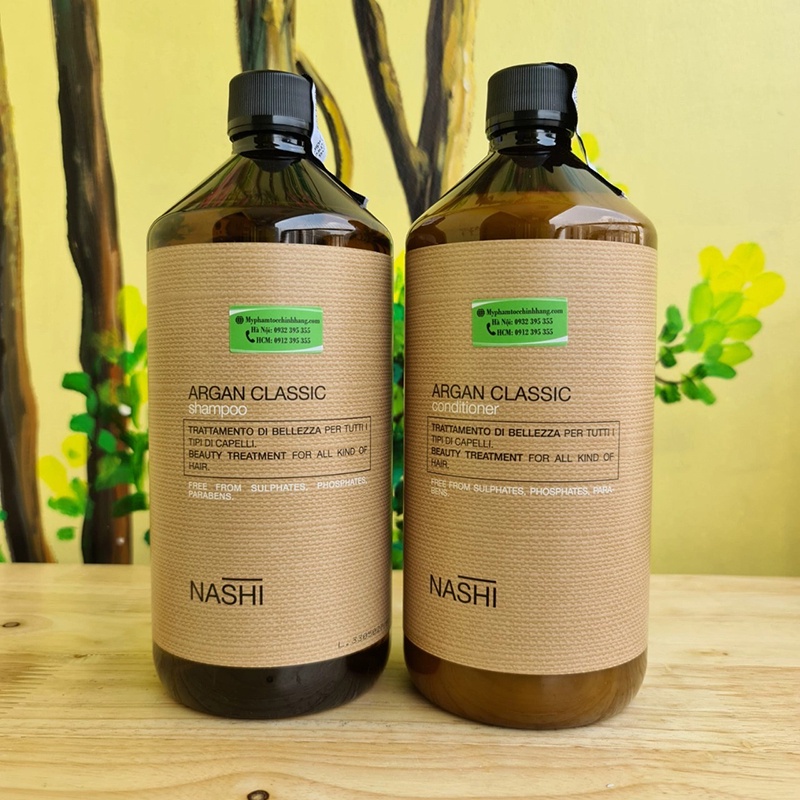 Dầu gội đầu Nashi Argan 1000ml x2 phục hồi hư tổn chuyên sâu, siêu mềm mượt