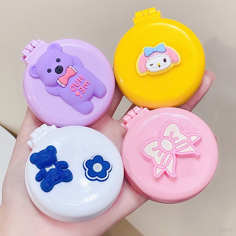 Lược Gấp Kèm Gương Tròn In Họa Tiết Hoạt Hình Dễ Thương