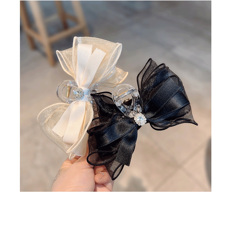 Kẹp Tóc Càng Cua Đính Nơ Lưới Nhiều Lớp Dễ Thương