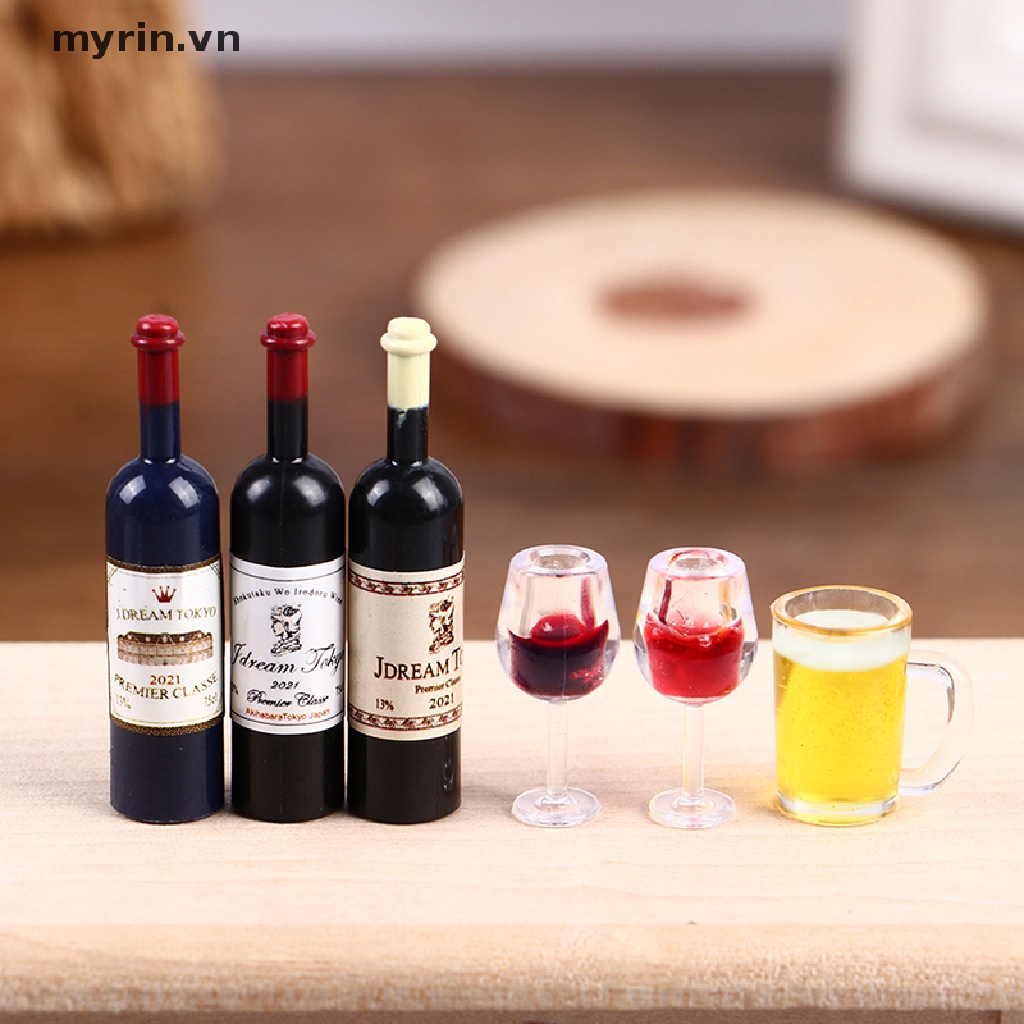 Set 5 Ly Rượu / Bia Mini Tỉ Lệ 1: 12 Dùng Để Trang Trí Nhà Búp Bê