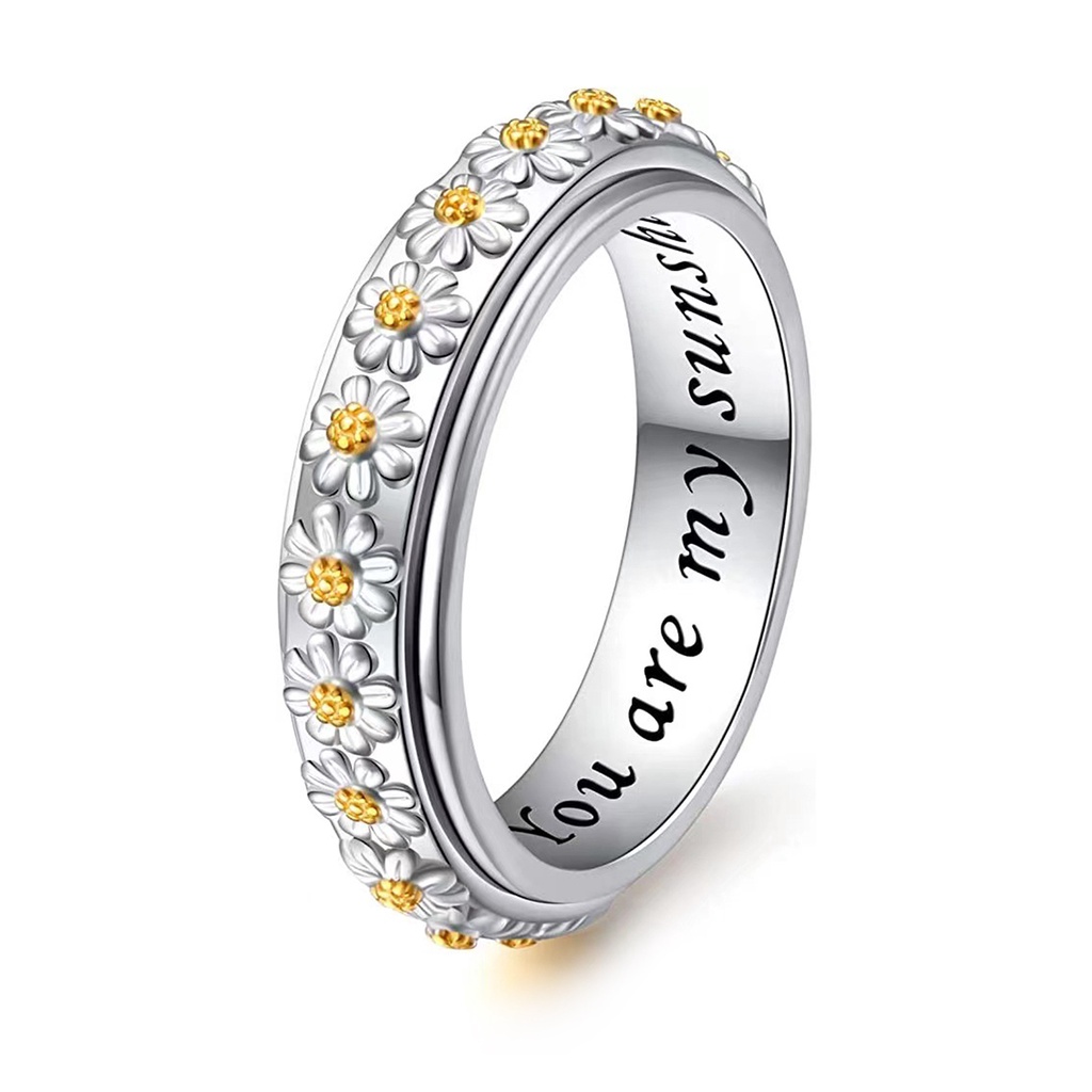 Nhẫn Mạ Điện Chạm Khắc Hoa Văn Hình Học Phong Cách Retro Thời Trang