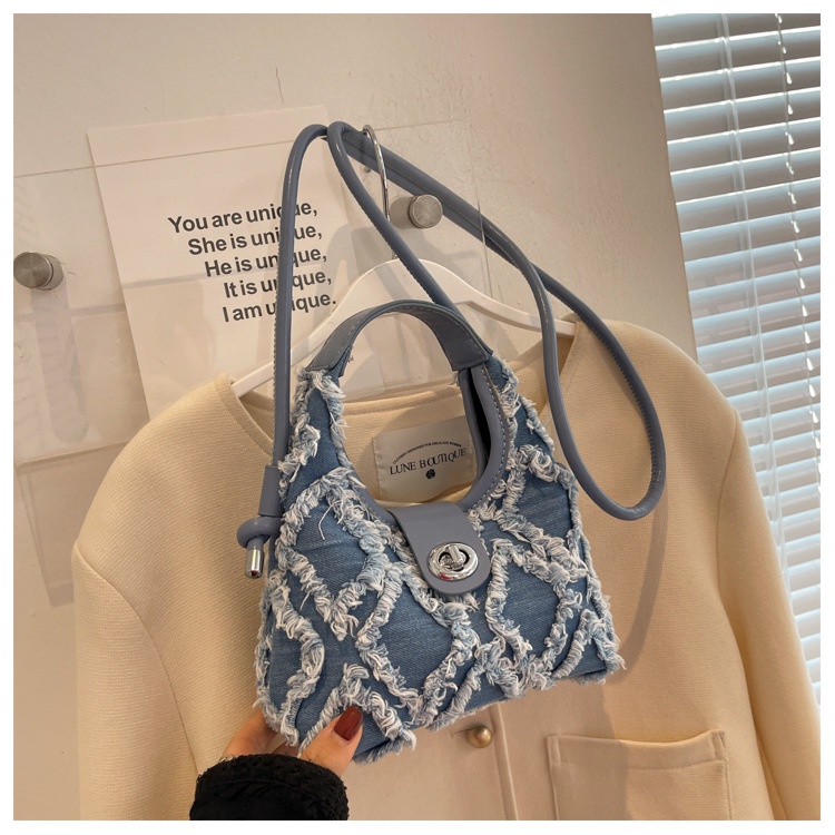 [COD] Túi Xách Đeo Dưới Cánh Tay Bằng Denim Đính Kim Cương Phong Cách Mới Mùa Hè Cho Nữ
