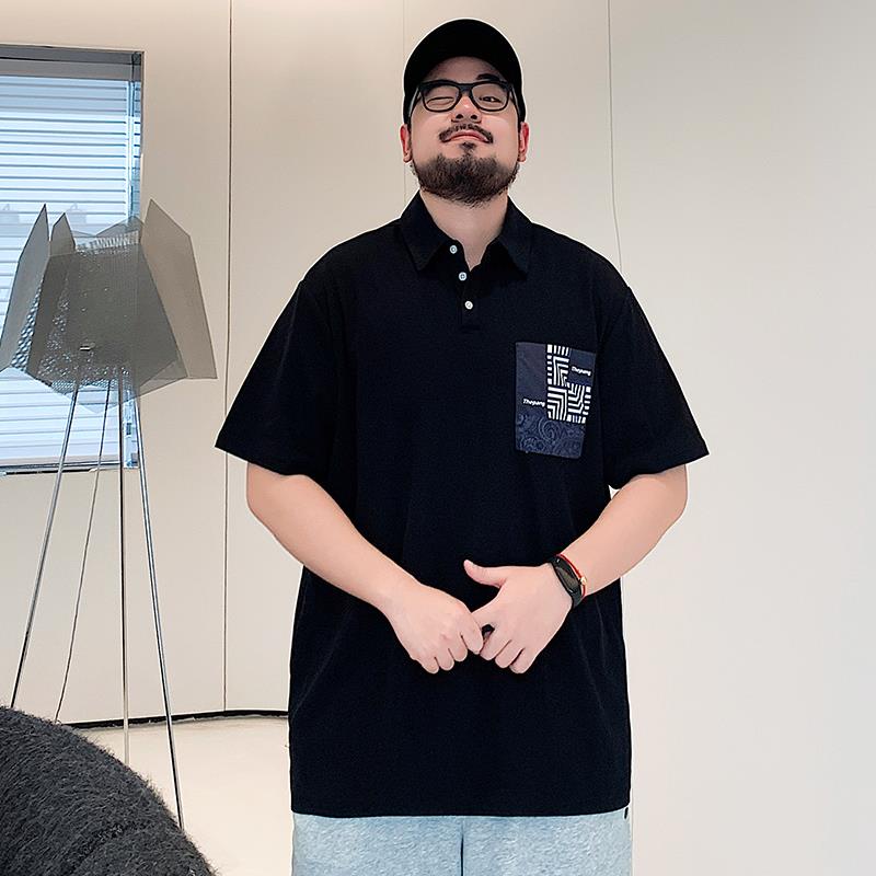Áo polo Màu Đen Tay Ngắn Dáng Rộng Có Size Lớn M-8XL Dành Cho Nam Giới