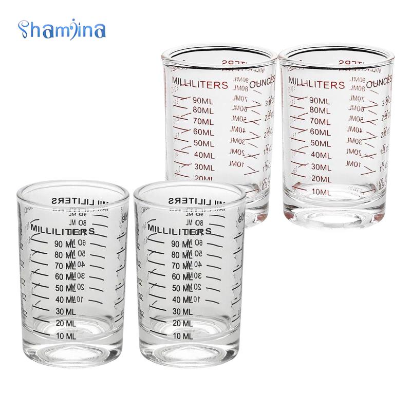 Cốc Đong 90ml Bằng Thủy Tinh Trong Suốt Kèm Thước Đo Màu Đen, Cốc đo thủy tinh 1Pc 90 ML có thang đo, Bắn Thủy Tinh Ly Nước Ounce Cup