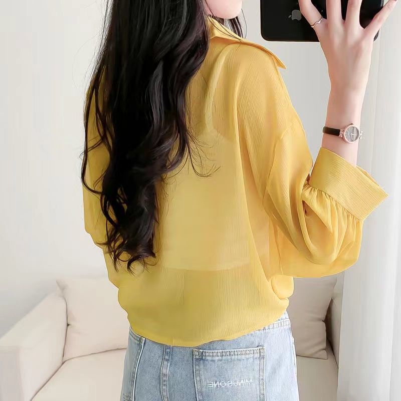 Áo Sơ Mi Chiffon Mỏng Chống Nắng Dáng Rộng Thời Trang Mùa Hè Hàn Quốc Mới 2023 Cho Nữ