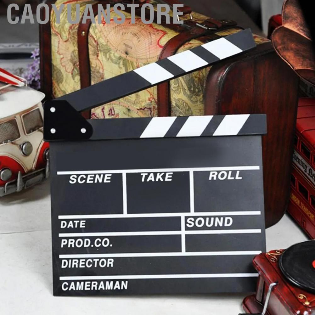 Caoyuanstore Movie Clapper Board  Film Clap Wooden Black 20 X 20cm Durable for Director Decoration