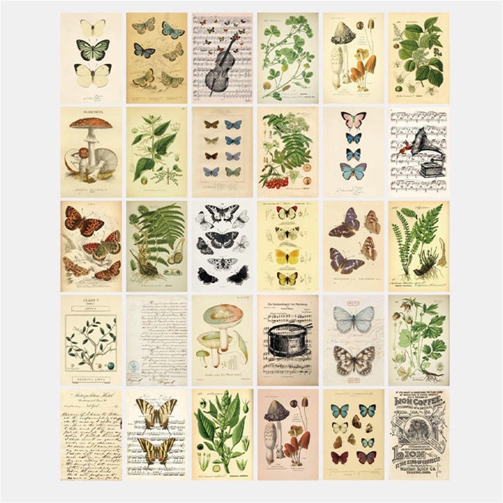 Thẻ Dán Tường Trang Trí Phòng Khách / Ký Túc Xá Hình Bướm Kiểu Vintage