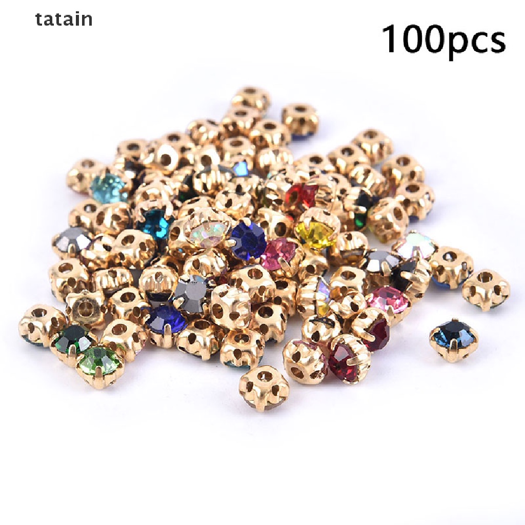 Set 100 Hạt Pha Lê Nhiều Màu Sắc 3 / 4 / 5mm Chuyên Dụng Cho May Vá