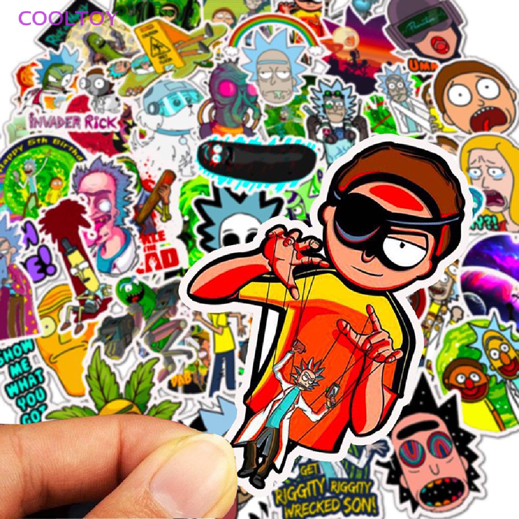 Bộ 50 Sticker Hoạt Hình Rick and Morty Dán Ván Trượt Laptop