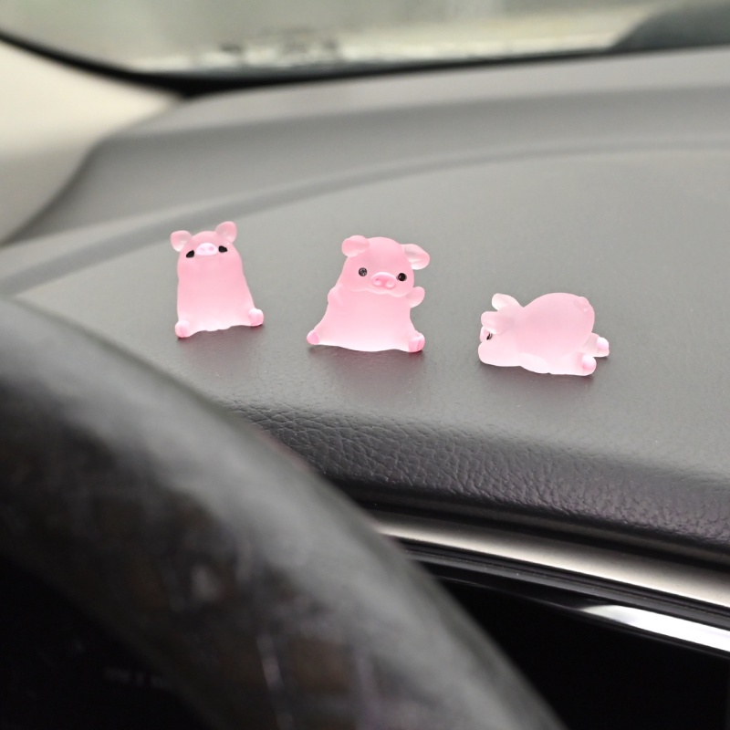 Đồ trang trí Heo Hồng Mini Bằng Nhựa Resin Dễ Thương Trang Trí Bảng Điều Khiển Xe Hơi DIY