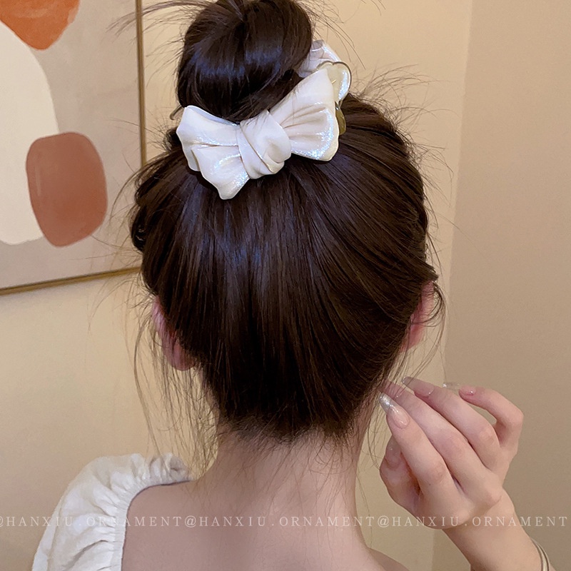 Kẹp Tóc Hình Cá Mập / Nơ Phối Bóng Lông Thiết Kế Đơn Giản Thời Trang