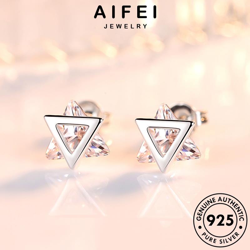 AIFEI JEWELRY tai kim giác bông kiện cá moissanite hàn bạc tính nữ khuyên phụ tam Thời bản thời vành thật 925 tròn xỏ tua sức quốc nguyên cương trang E212