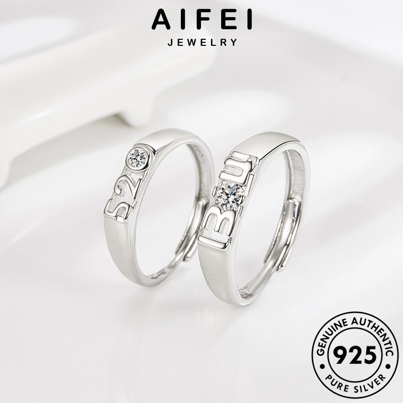 AIFEI JEWELRY thật trang sống nhẫn quốc bạc bản cặp tạo phụ thời hàn 925 đôi cuộc nguyên sức sáng kiện R121