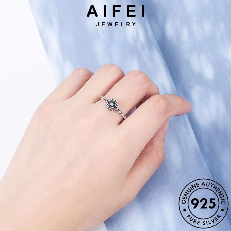 AIFEI JEWELRY thật sức nhẫn bản hàn kiện nguyên trang phụ sao sáu thời bạc quốc điển cổ nữ 925 R247