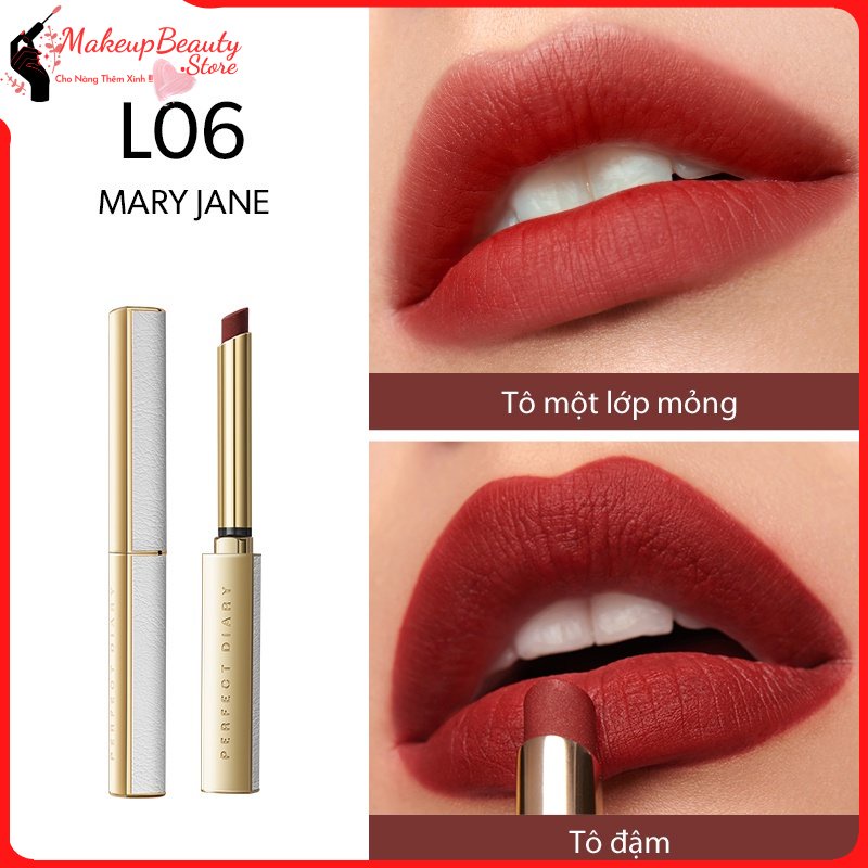 Son môi Perfect Diary Pdb022 vỏ màu bạc sáng bóng dưỡng môi 0.8g MS 176