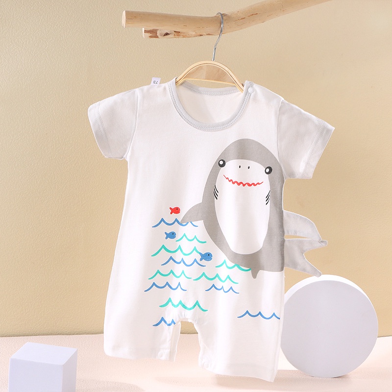 Bộ Áo Liền Quần 100% Cotton Tay Ngắn Dành Cho Bé Sơ Sinh 0-2 Tuổi
