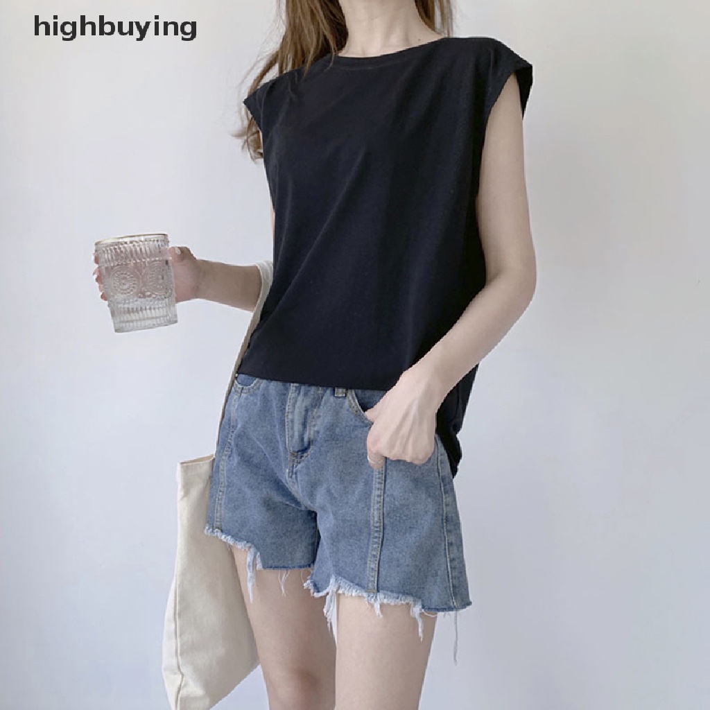 Áo Thun Sát Nách Cổ Tròn Dáng Rộng Màu Sắc Đơn Giản Cho Nữ