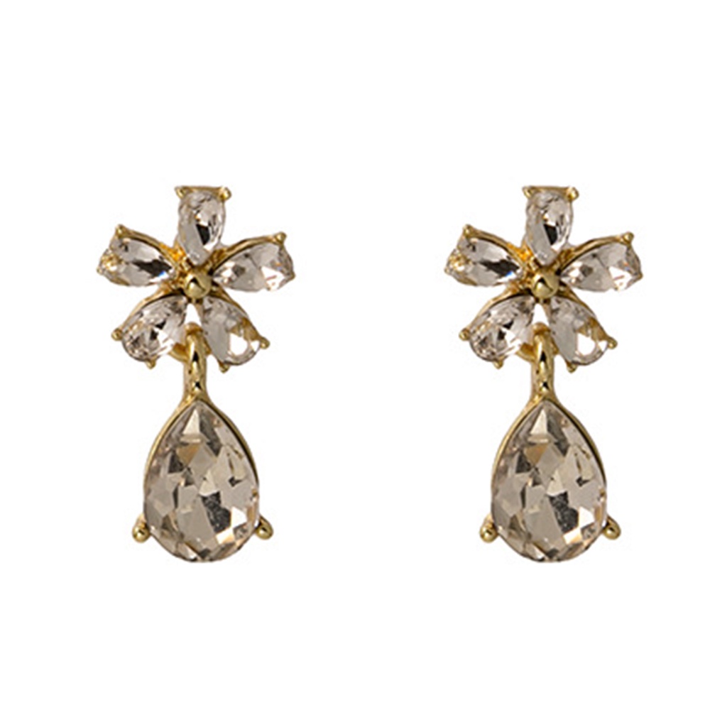 1 Đôi Bông Tai Xỏ Lỗ Họa Tiết Hình Học Đính Đá Lấp Lánh Thời Trang