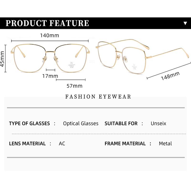 Mắt Kính Chống Bức Xạ Gọng Kim Loại Thời Trang Cho Nam