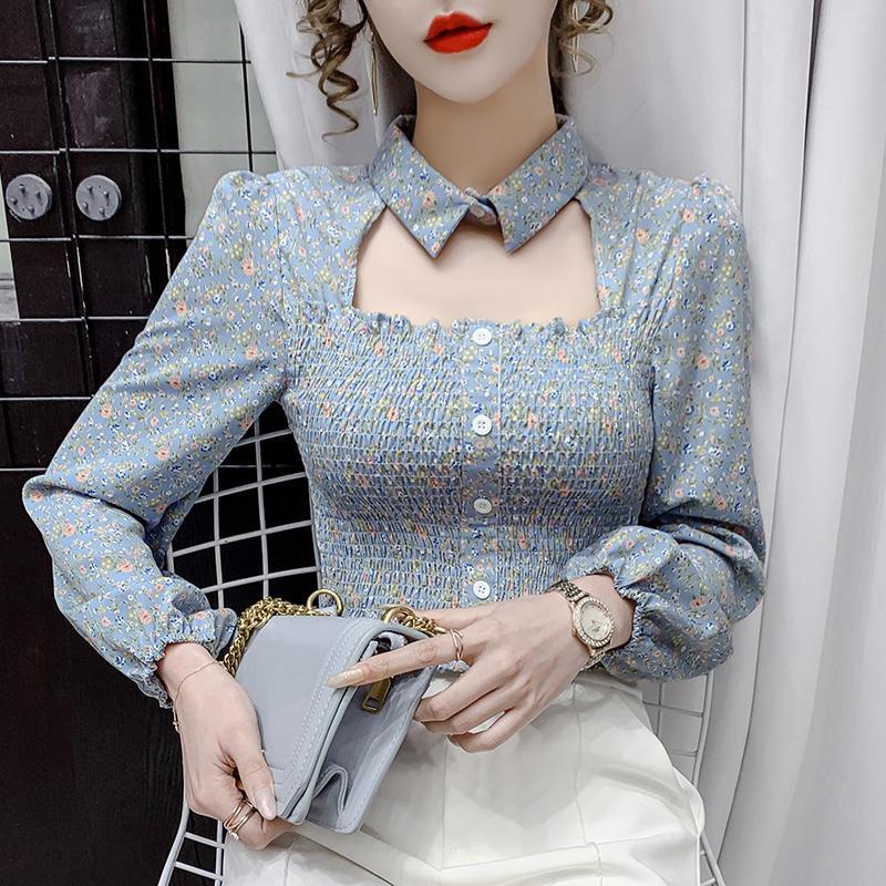 Áo Sơ Mi Tay Dài Ôm Eo In Họa Tiết Hoa Thời Trang Xuân Hè 2023 Dành Cho Bạn Nữ