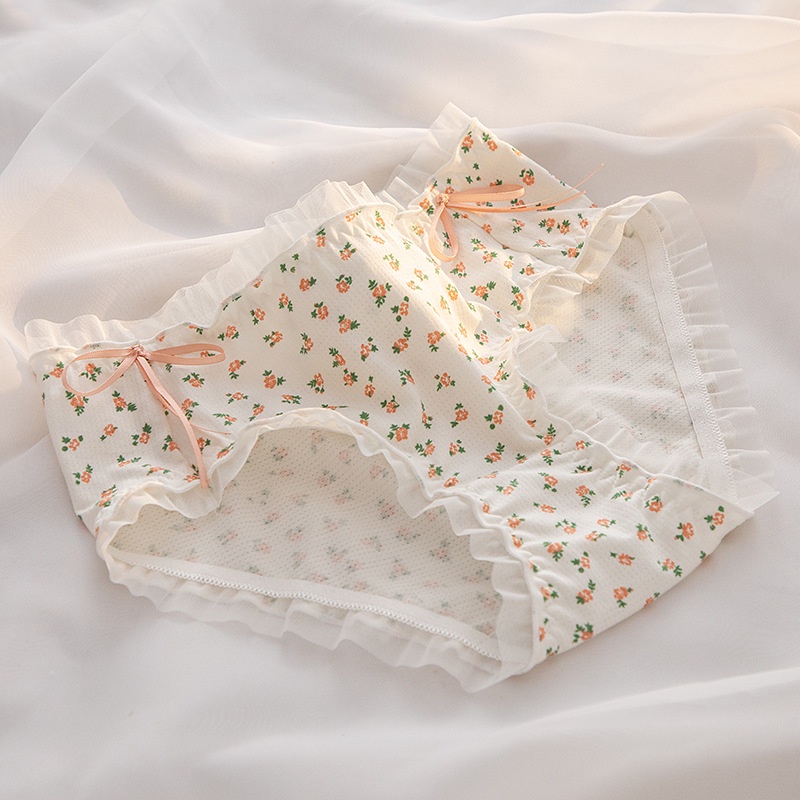 Quần Cotton Lưng Vừa Họa Tiết Hoa Thắt Nơ Đáng Yêu Cho Nữ