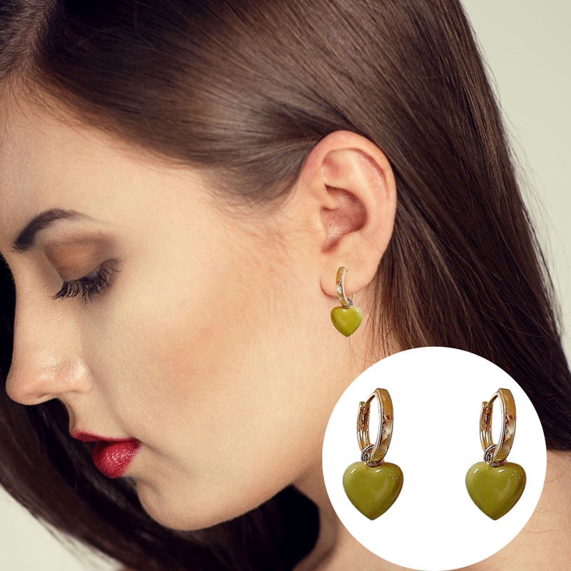 Khuyên Tai Hình Vuông / Trái Tim Đơn Giản Thời Trang Phong Cách Hàn Quốc Cho Nữ