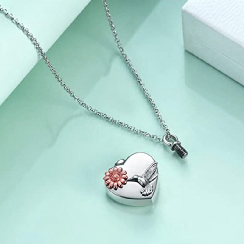 Dây Chuyền Mạ Bạc 925 Mặt Hình Hoa Hướng Dương Và Chim Ruồi Thời Trang Cho Nữ