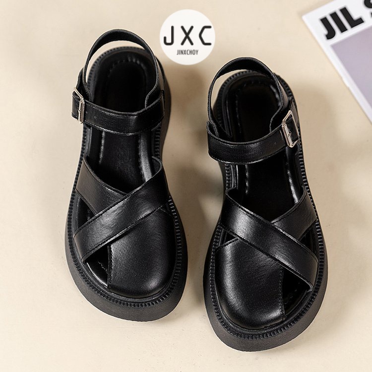 Giày sandal JINXCHOY hở ngón đế dày nhẹ nhàng thoải mái màu trơn phong cách Hàn Quốc mới thời trang cho nữ