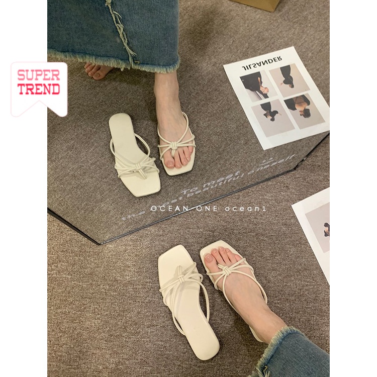 Dép Lê Gót Vuông Quai Mảnh Thời Trang Mùa Hè Hàn Quốc 2023