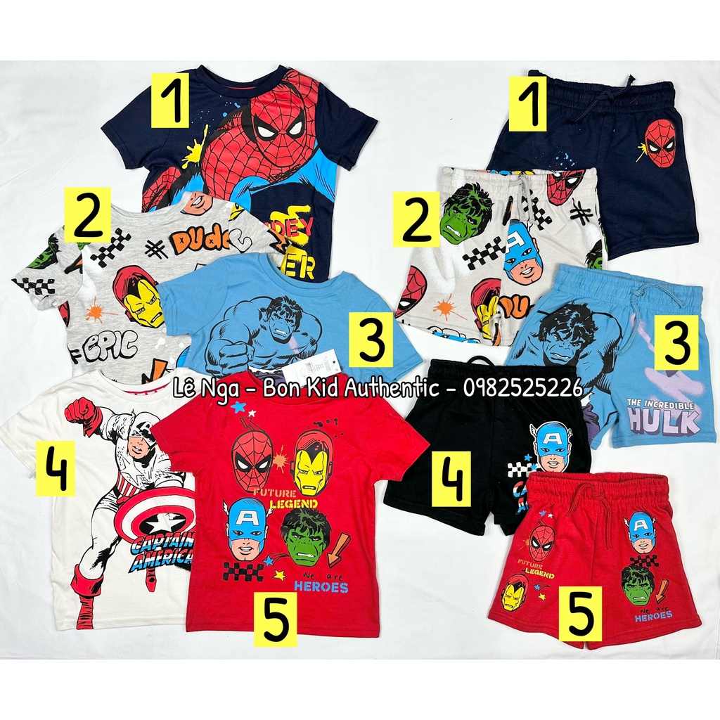 [TÁCH SET]Bộ quần áo cộc cotton MARVEL_GEOGRE chính hãng size từ 1.5-2 đến 7-8y