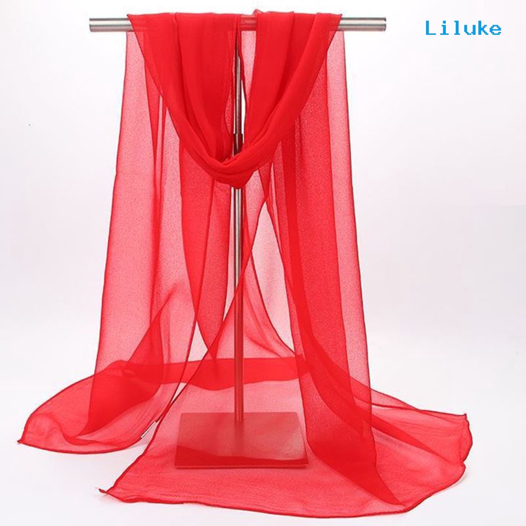 Khăn Choàng Chiffon Dáng Dài Xuyên Thấu Màu Sắc Gradient Thời Trang Cho Nữ
