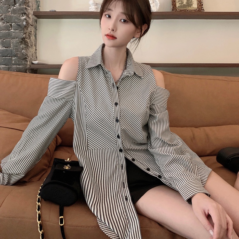 IELGY Áo Sơ Mi Họa Tiết Kẻ Sọc Thời Trang Cao Cấp Cho Nữ