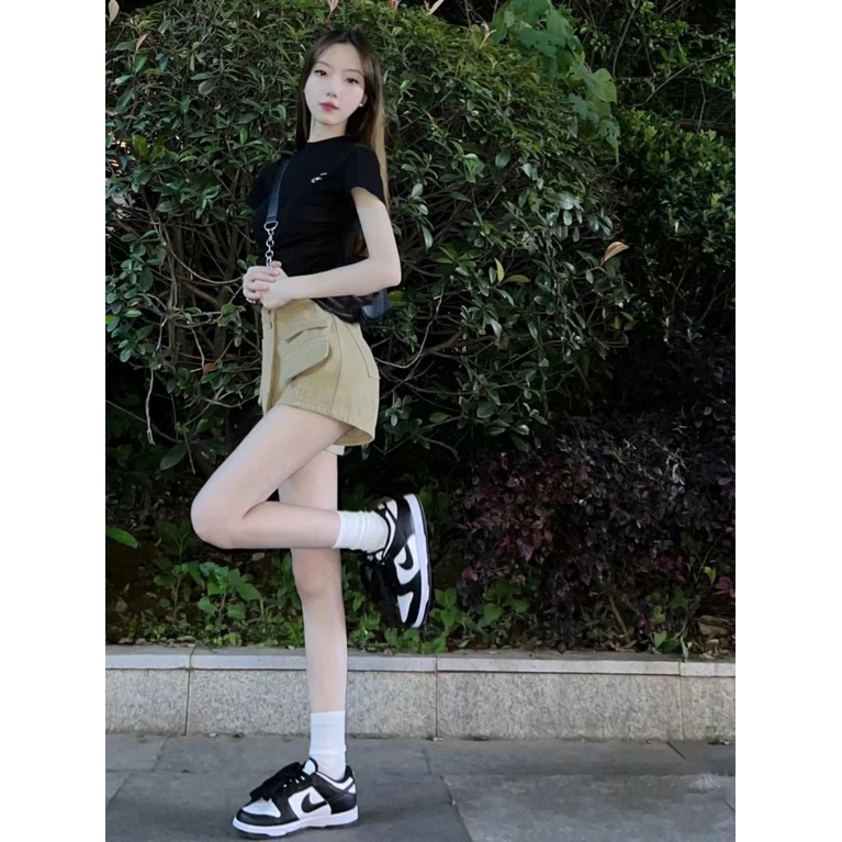 Quần Short Kaki Lưng Cao Ống Rộng Thời Trang Mùa Hè Mới 2023 Cho Nữ