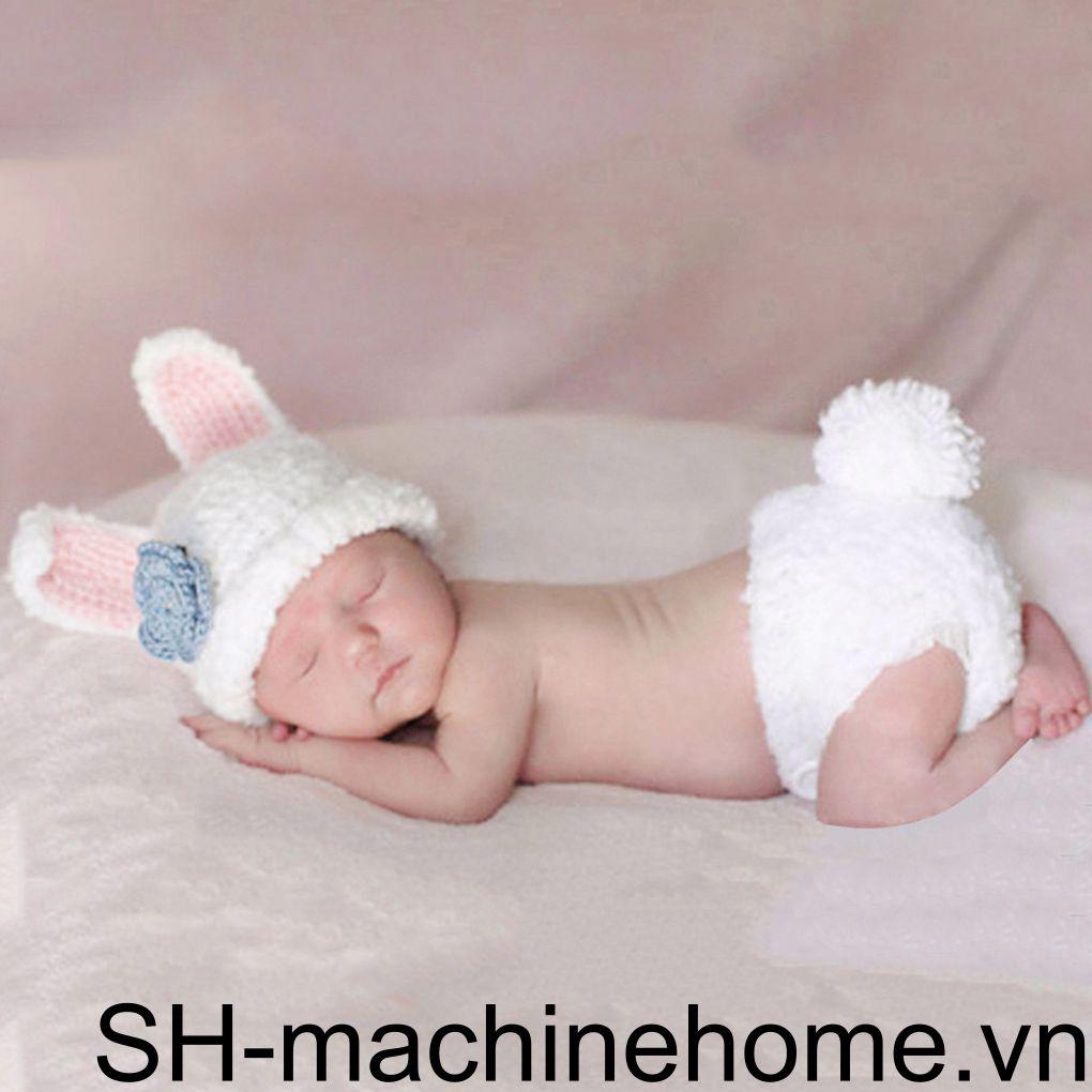 Set Đồ Chụp Ảnh Gồm Quần Short Và Mũ Tai Thỏ Đan Móc Dễ Thương Cho Bé Gái Sơ Sinh