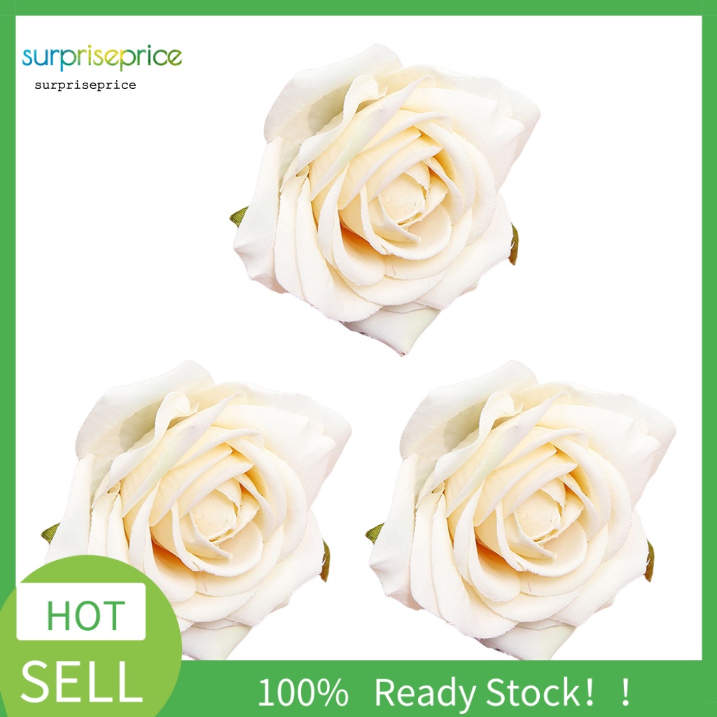 Set 3 Bông Hoa Hồng Giả Nhiều Tầng Dạng Cuộn Sống Động Như Thật Dùng Trang Trí SPA