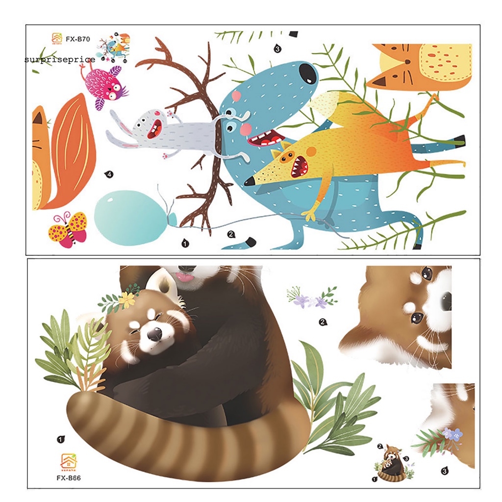 Sticker PVC Dán Tường / Cửa Kính / Tủ Lạnh Họa Tiết Động Vật Hoạt Hình Trang Trí Phòng Bé