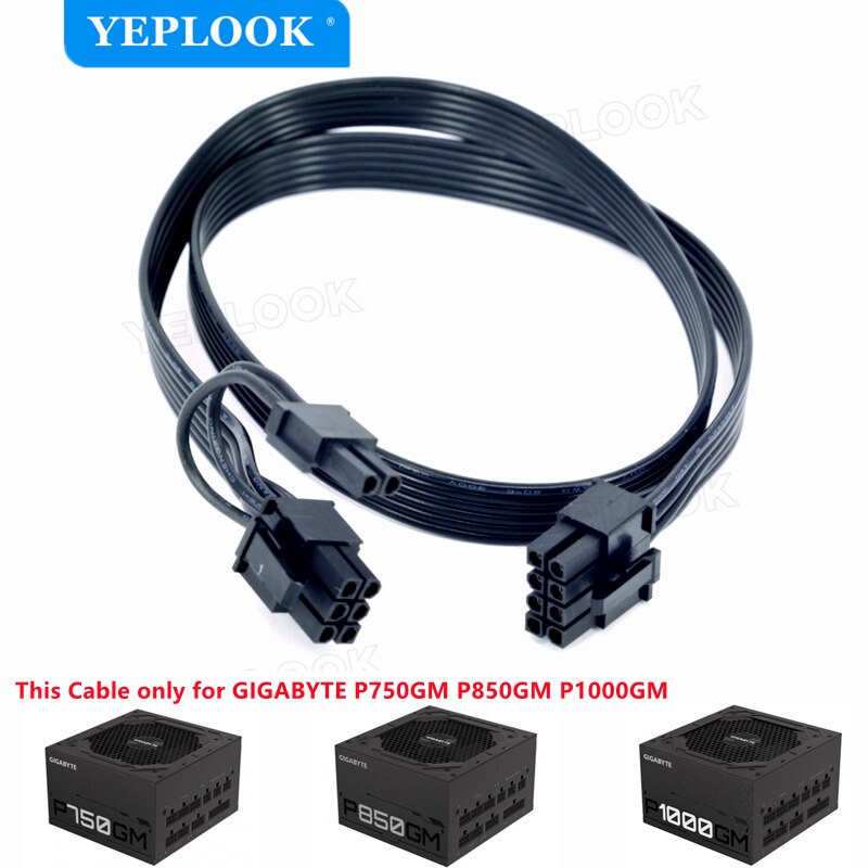 PCIe 8Pin đến 8Pin 6 + 2Pin Cáp GPU 8Pin đơn 60CM cho GIGABYTE Gold Mô-đun hoàn toàn PSU P750GM 750W